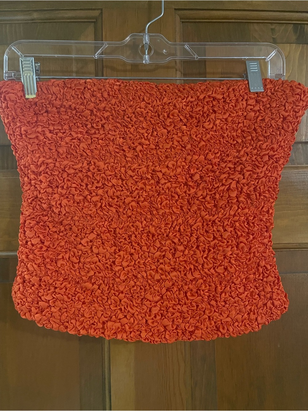 Astr Bold Orange Strapless Smocked Top